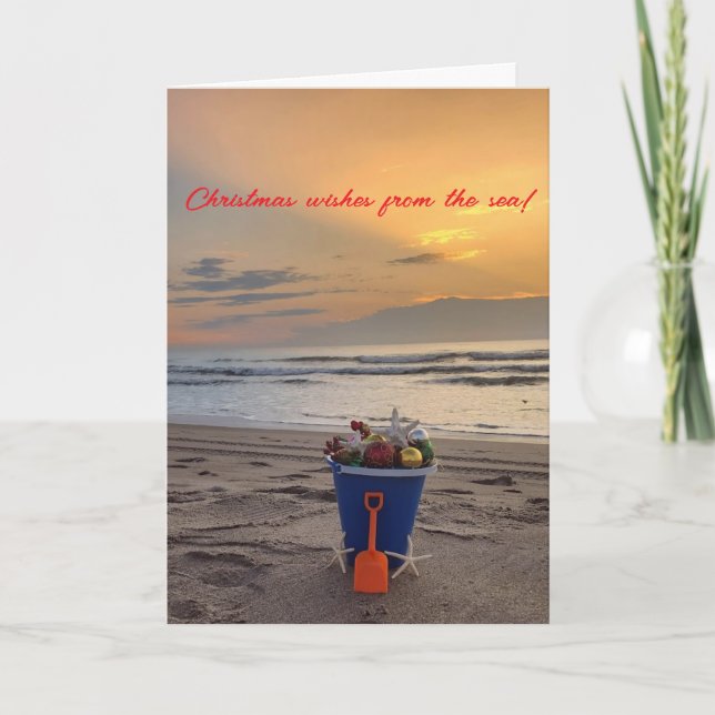 Folded Beach theme Christmas Card with Starfish (Front)