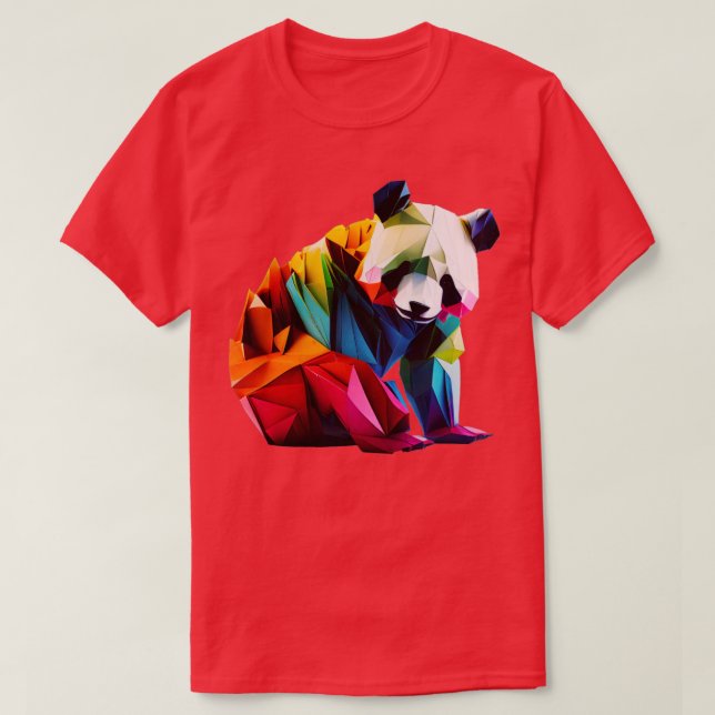 Folded Beauty A Colorful Origami Panda Print That  T-Shirt (Design Front)