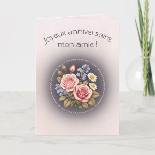 Folded birthday card, pink and forget-me-nots card