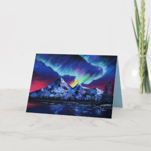 Folded Blank Card: Northern Lights Painting Thank You Card