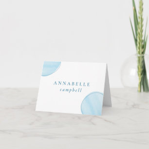Folded Blue Watercolor Circle Personal Note Cards