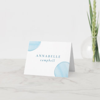 Folded Blue Watercolor Circle Personal Note Cards