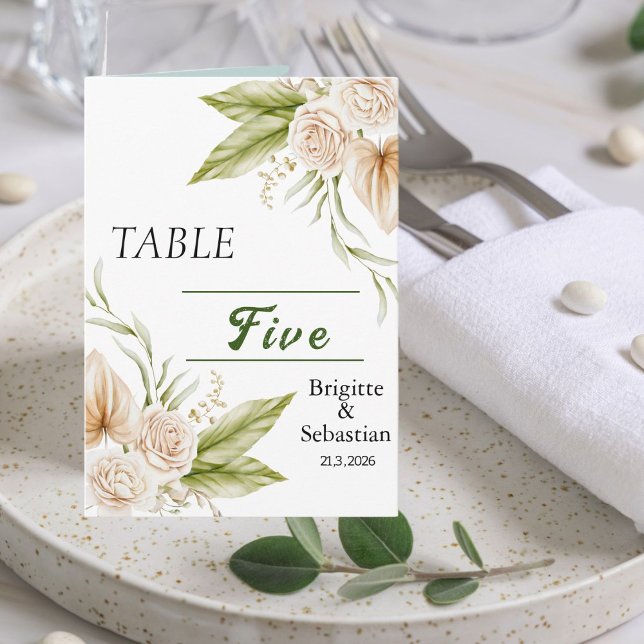 Folded Boho Delicate Pampas Photo Wedding Table No Invitation (Creator Uploaded)