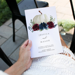 Folded Burgundy Navy Wedding Program Booklet Flyer