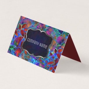 Folded Business Card Floral Abstract Stained Glass