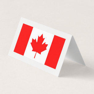 Folded business card template with Canadian flag