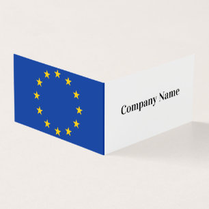 Folded business card template with EU flag logo