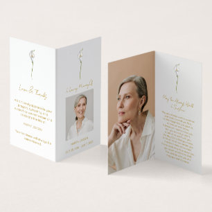 Folded Calla Lily Photo Funeral Prayer Card