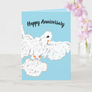 Folded Card : Anniversary Greeting Card Dove