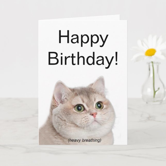 Folded Card Heavy Breathing Cat Meme (Small Plant)
