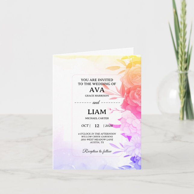 Folded Card, Modern Elegant, Editable Names Invitation (Front)