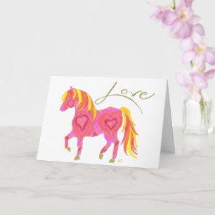 Folded Card Pink Love Horse by Sherry Jarvis