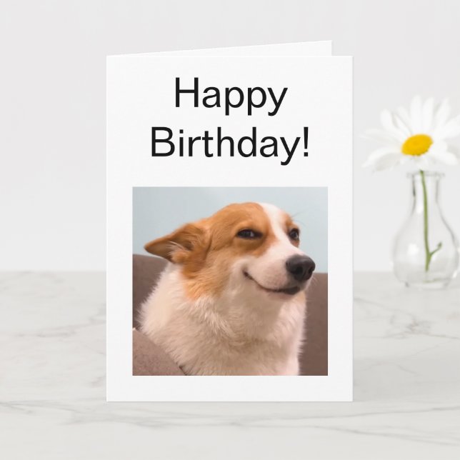 Folded Card Smiling Corgi Meme (Small Plant)