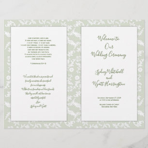 Folded Catholic Wedding Ceremony Program Leaves