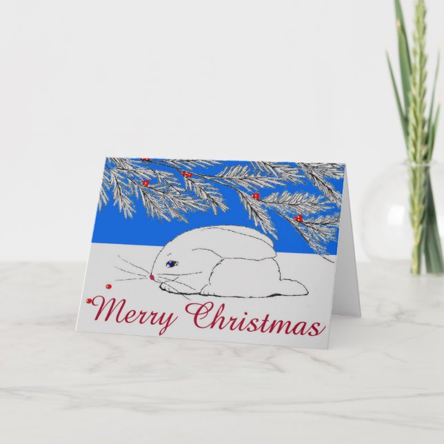 Folded Christmas Card 'Snow Bunny' (Front)