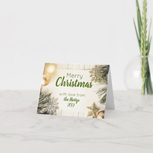 Folded Christmas Card Vintage Golden Glow