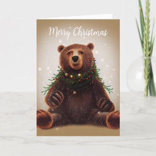 Folded Christmas Card with Bear