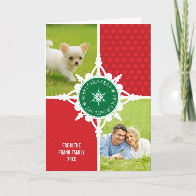 FOLDED CHRISTMAS PHOTO CARD :: snowflake dissected (Front)