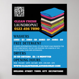Folded Clothes, Laundromat, Cleaning Service Poster
