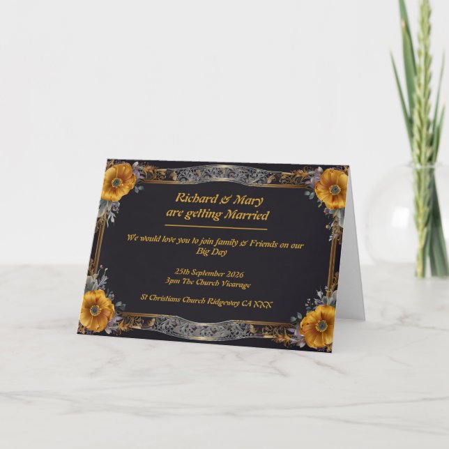 Folded Colourful Floral Wedding Invitation (Front)