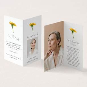 Folded Dandelion Photo Funeral Prayer Card