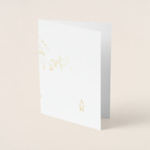 Folded Eucalyptus Wedding Gold Foil Invitation