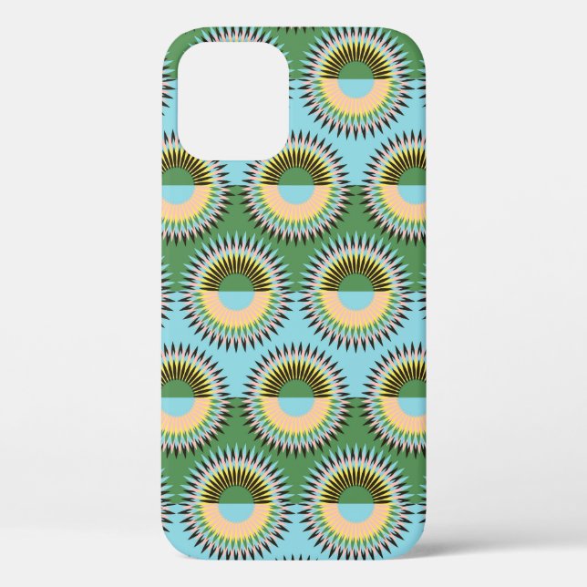 Folded flowers: retro blue-green pattern. Case-Mate iPhone case (Back)