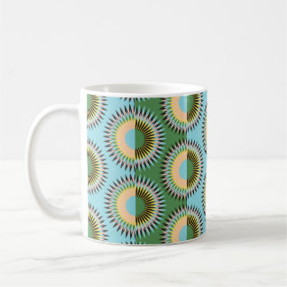 Folded flowers: retro blue-green pattern. coffee mug