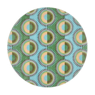 Folded flowers: retro blue-green pattern. cutting board