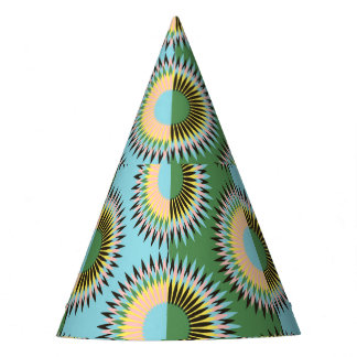 Folded flowers: retro blue-green pattern. party hat