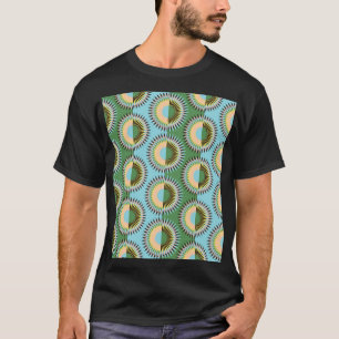 Folded flowers: retro blue-green pattern. T-Shirt