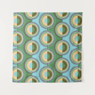 Folded flowers: retro blue-green pattern. tapestry