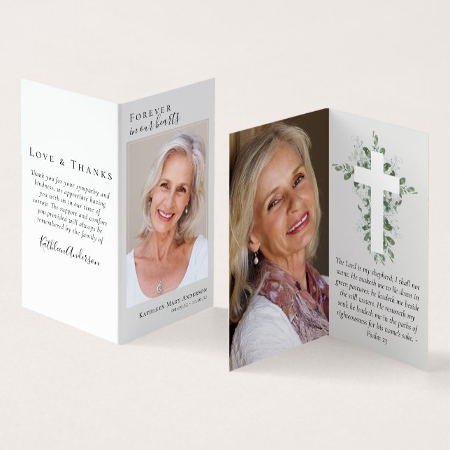 Folded Forever in Our Hearts Memorial Prayer Card (Inside and Outside)