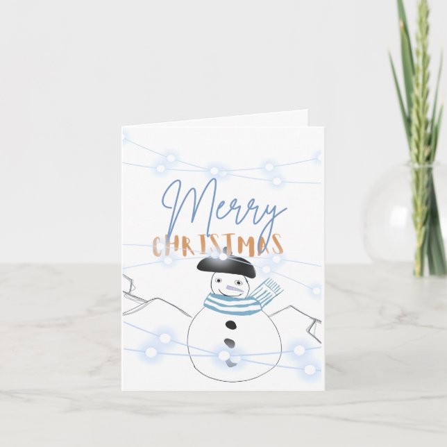 Folded French Christmas snowman  Thank You Card (Front)