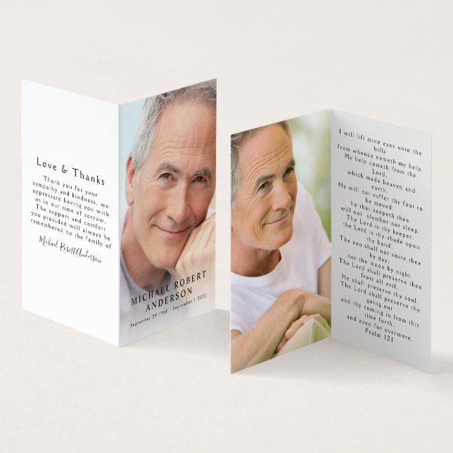 Folded Full Photo Memorial Prayer Card (Inside and Outside)