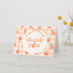 Folded Gingham Peach Thank You Card