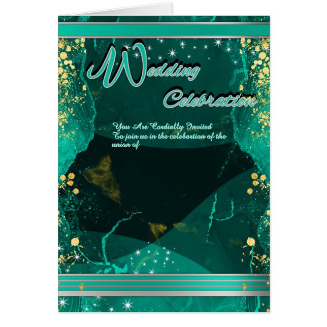 Folded Green & Gold Marble Card (Front)