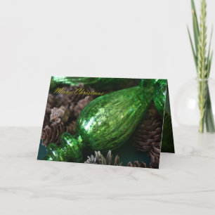 Folded Green Mercury Glass & pinecones Christmas C Card