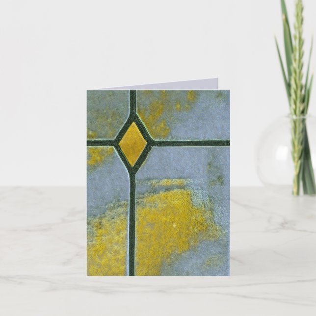 Folded Greeting Card blue gold with a cross (Front)