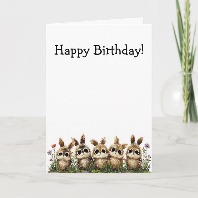 Folded Greeting Card-Customisable-Bunnies Card (Front)