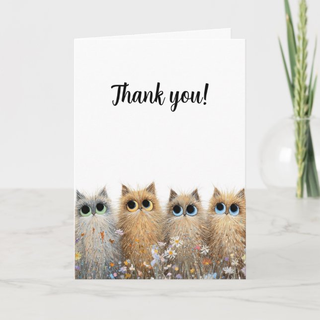 Folded Greeting Card-Customisable Text-Cat Design Card (Front)