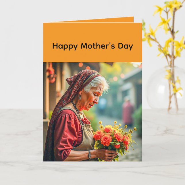 Folded Greeting Card for Mother's day (Yellow Flower)