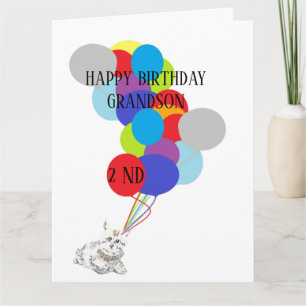 Folded Greeting Card HAPPY 2ND BIRTHDAY GRANDSON