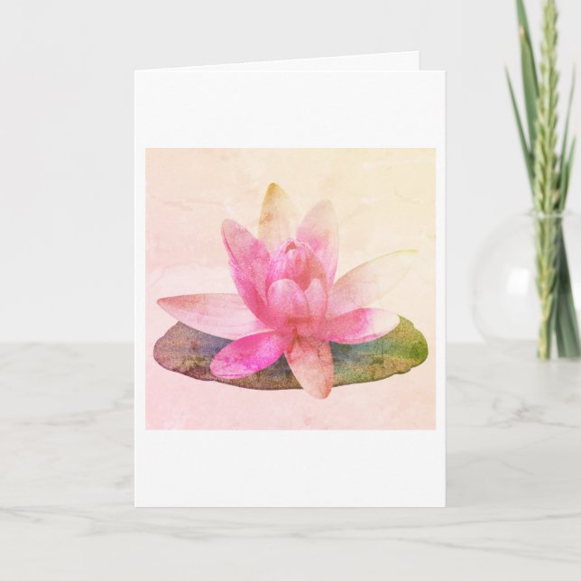 FOLDED GREETING CARD : PINK LOTUS (Front)