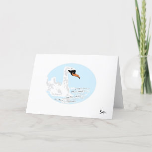 Folded Greeting Card : Swan Enjoying a swim