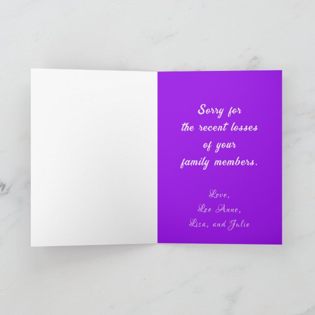 Folded Greeting Card to share sympathy (Inside)