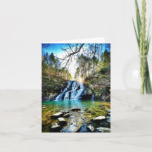 Folded greeting card with waterfall motif