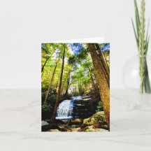 Folded greeting card with waterfall motif