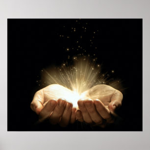 Folded Hands Holding Light Poster