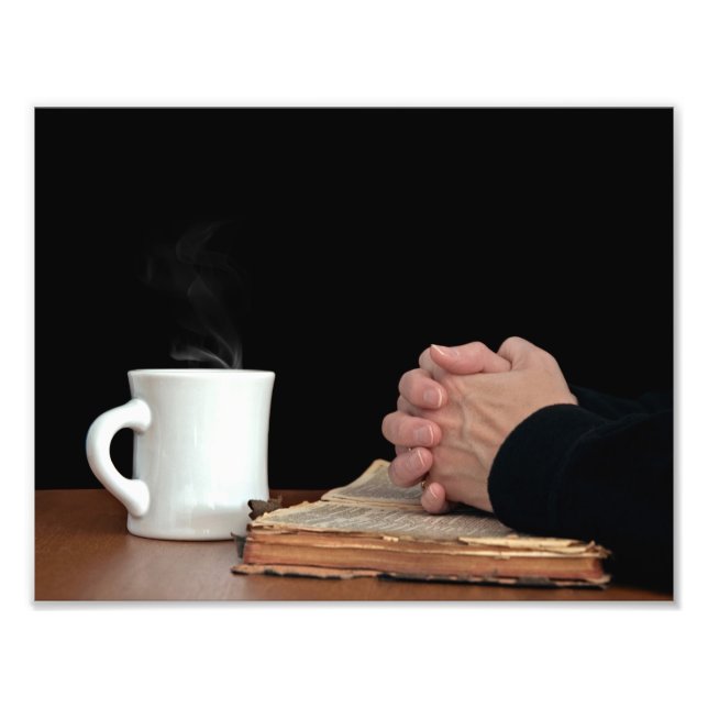 Folded Hands on Bible Photo Print (Front)